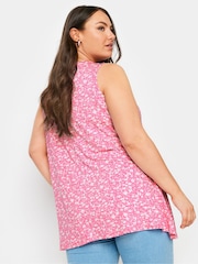 Yours Curve Red Abstract Floral Print Swing Vest Top - Image 3 of 6