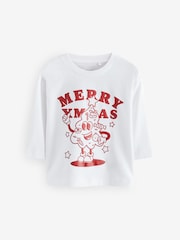 White Long Sleeve Christmas 100% Cotton T-Shirt (3mths-7yrs) - Image 1 of 4