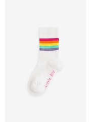Белый пастельных оттенков - Little Bird by Jools Oliver Rainbow Stripe Tube Socks 3 Pack - Image 3 of 6