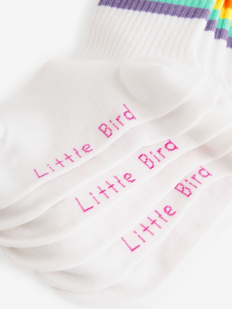Little Bird by Jools Oliver White Pastel Stripe Tube Socks 3 Pack - Image 4 of 4
