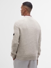 Barbour® International Cream Chester Funnel Crew Neck Textured Knitted Jumper - Image 2 of 6