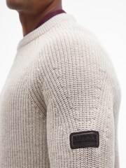 Barbour® International Cream Chester Funnel Crew Neck Textured Knitted Jumper - Image 4 of 6