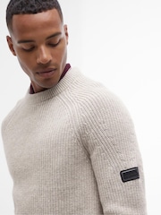 Barbour® International Cream Chester Funnel Crew Neck Textured Knitted Jumper - Image 5 of 6