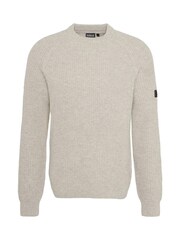 Barbour® International Cream Chester Funnel Crew Neck Textured Knitted Jumper - Image 6 of 6