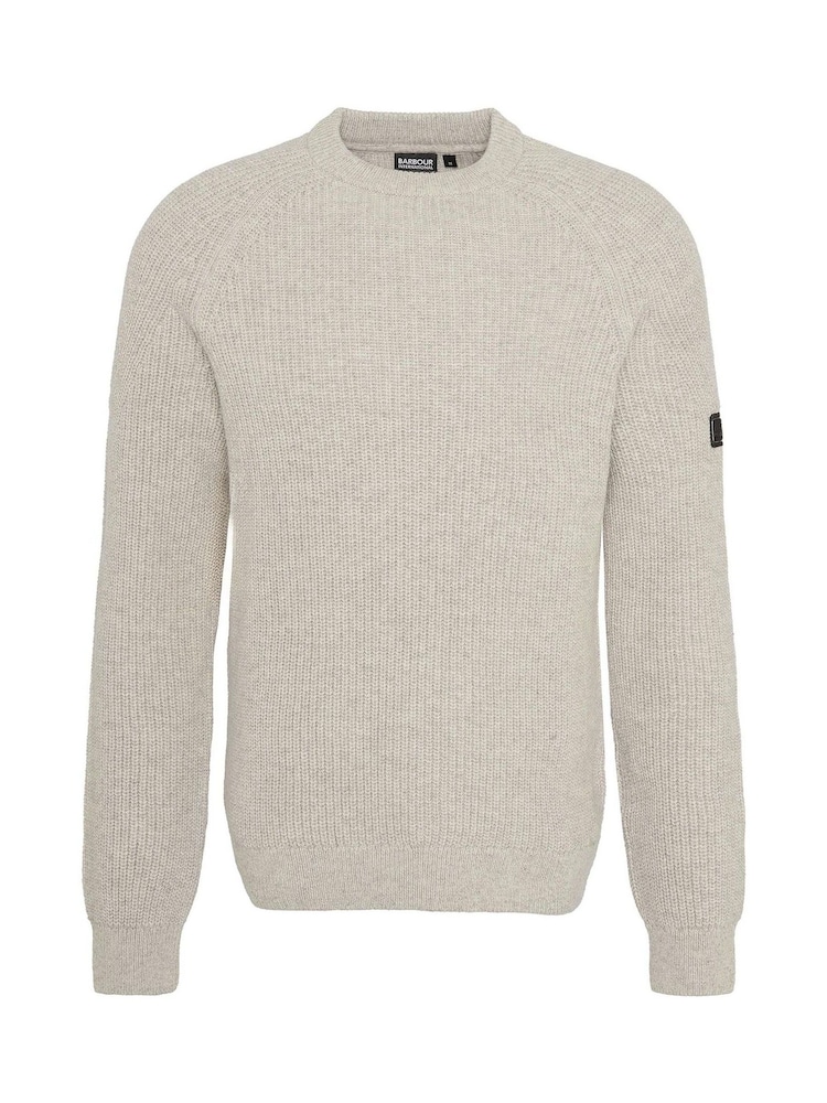 Barbour® International Cream Chester Funnel Crew Neck Textured Knitted Jumper - Image 6 of 6