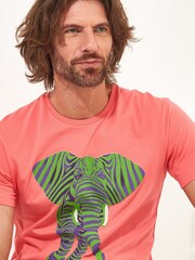 Joe Browns Pink Zebra Print Elephant Graphic T-Shirt - Image 4 of 5