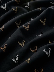 Black/Gold Reindeer Pattern Christmas 100% Cotton T-Shirt - Image 7 of 8