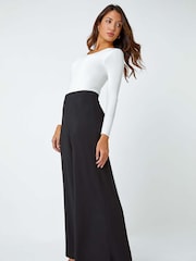 Roman Black Wide Leg Stretch Trousers - Image 5 of 6