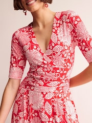 Boden Red Petite Kassidy Jersey Midi Dress - Image 3 of 5