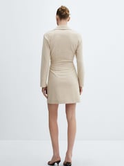 Mango Cream Knot Detail Dress - Image 2 of 6