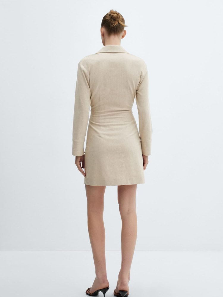 Mango Cream Knot Detail Dress - Image 2 of 6