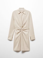 Mango Cream Knot Detail Dress - Image 5 of 6