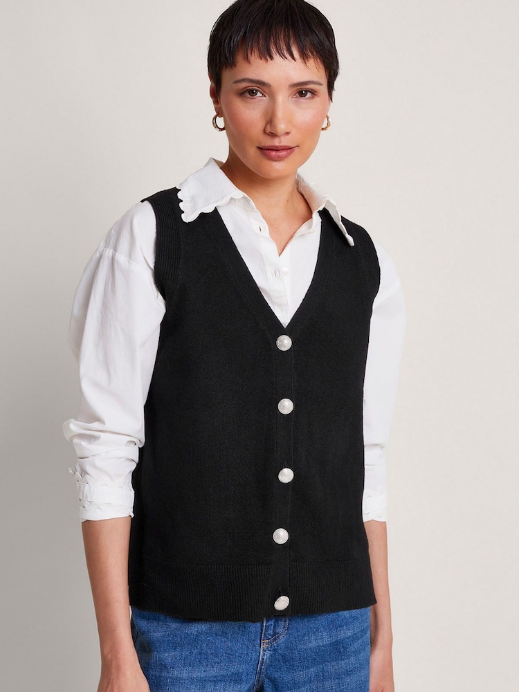 Monsoon Black Knit Bri Sweater Vest - Image 1 of 5