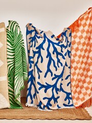 Oliver Bonas Blue Nias Coral Jacquard Throw - Image 1 of 4