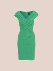 Adrianna Papell Green Pleated Layered Short Dress - Image 6 of 7