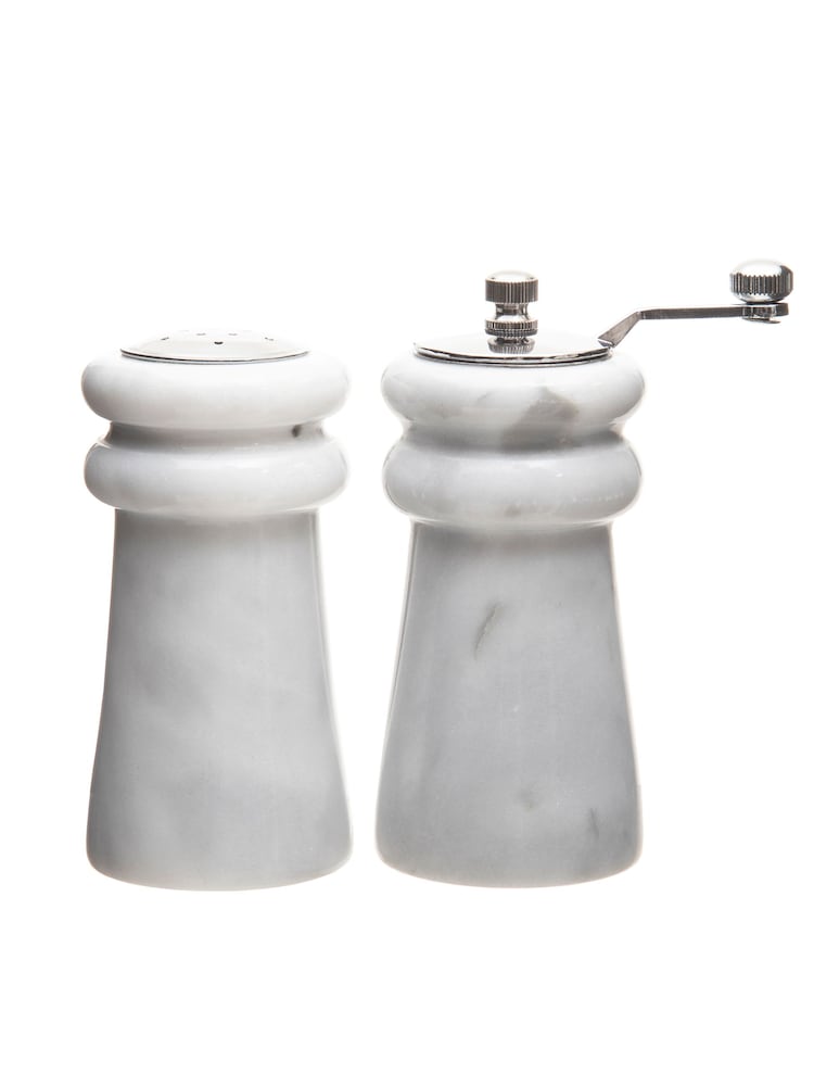 Interiors by Premier White Marble Salt and Pepper Set - Image 1 of 5