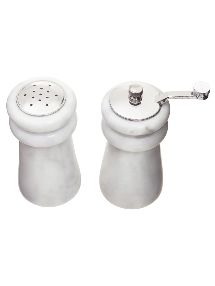Interiors by Premier White Marble Salt and Pepper Set - Image 2 of 5