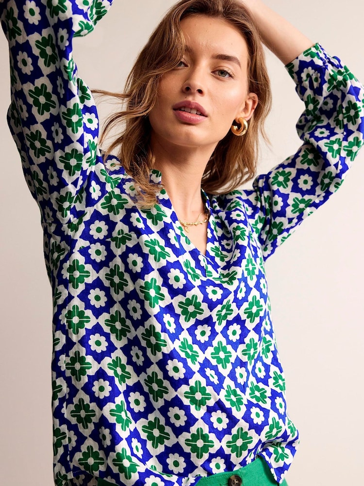 Boden Green Alice Linen Top - Image 1 of 5 Boden Green Alice Linen Top - Image 1 of 5