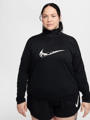 Schwarz - Nike – Swoosh – Langarm-Laufoberteil mit halbem Reißverschluss, Curve - Bild 1 von 5