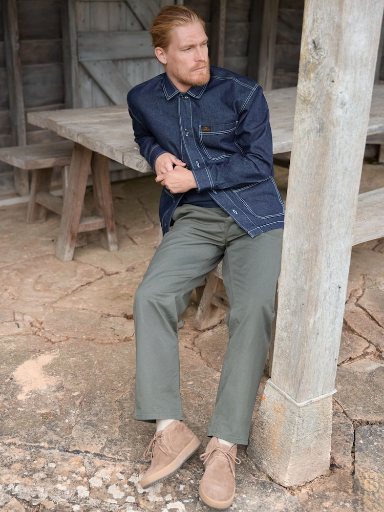Dark Blue Denim 100% Cotton Chore Shacket Overshirt - Image 5 of 9