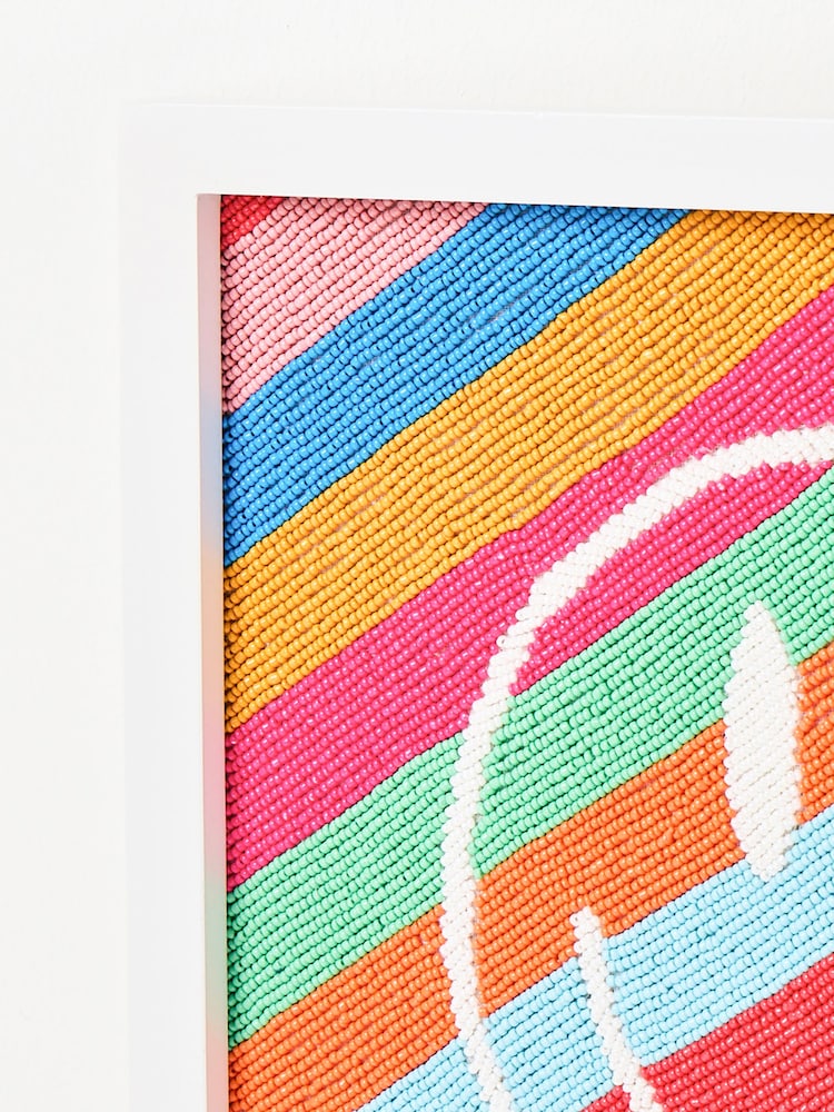 Oliver Bonas Multi Stripe Smiley Face Beaded Framed Wall Art - Image 2 of 4