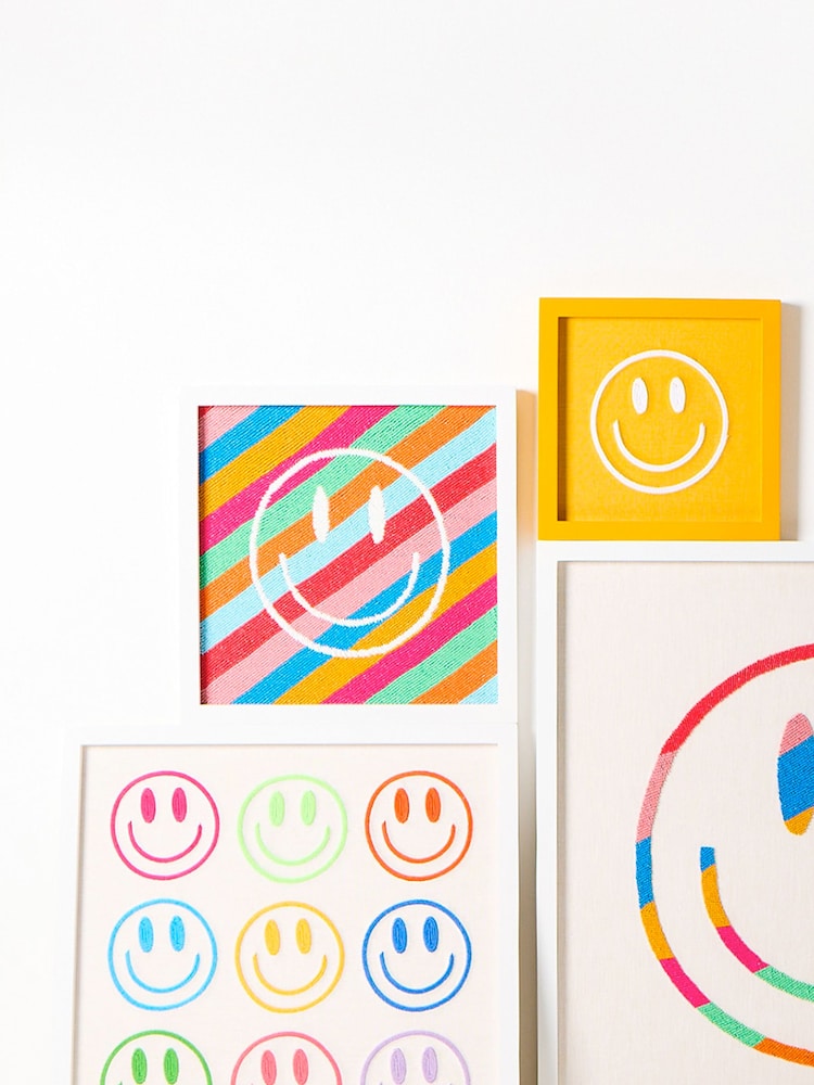 Oliver Bonas Multi Stripe Smiley Face Beaded Framed Wall Art - Image 4 of 4