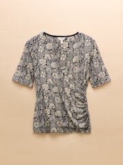 Joules Nia Blue Wrap Front Jersey Top - Image 8 of 8