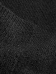 Black Zip Through Bomber Knitted Cardigan Jacket - Image 7 of 7