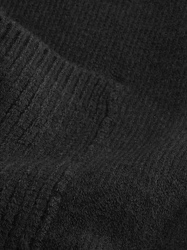 Black Zip Through Bomber Knitted Cardigan Jacket - Image 7 of 7