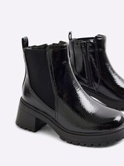 River Island Black Girls Patent Heeled Chelsea Boots - Image 4 of 4