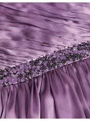 Monsoon Purple Satin Abigail One-Shoulder Dress - Image 3 of 3