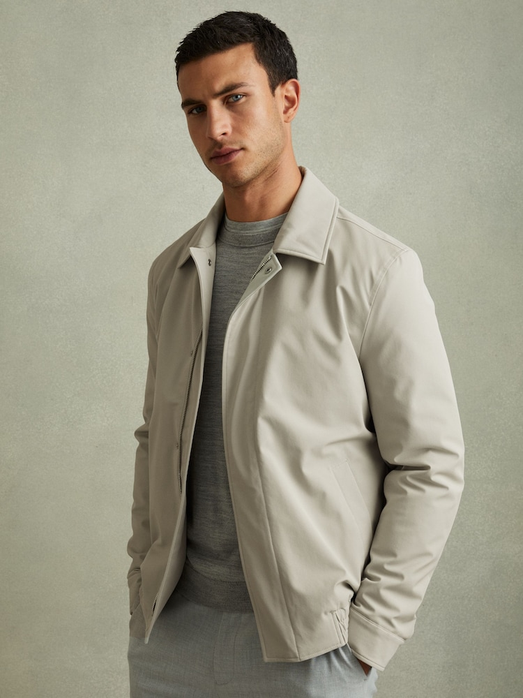Reiss Stone Cologne Elasticated Hem Harrington Jacket - Image 1 of 5