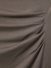 Reiss Mocha Leonore Ruched Jersey Midi Dress - Image 6 of 6