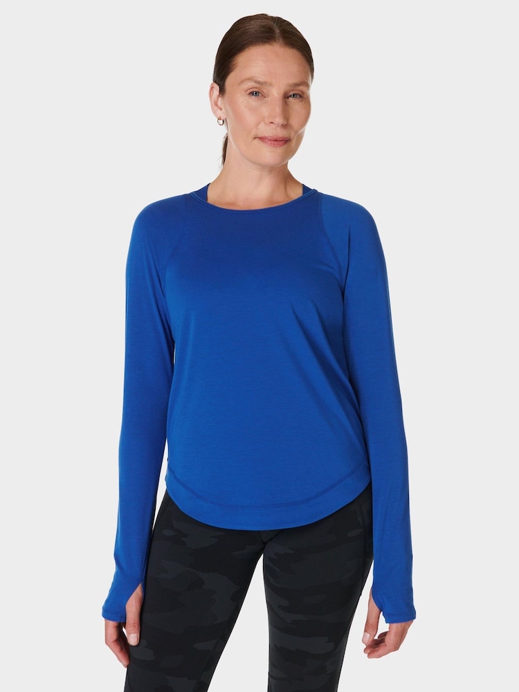 Sweaty Betty Lightning Blue Breathe Easy Sleeve Top - Image 1 of 6