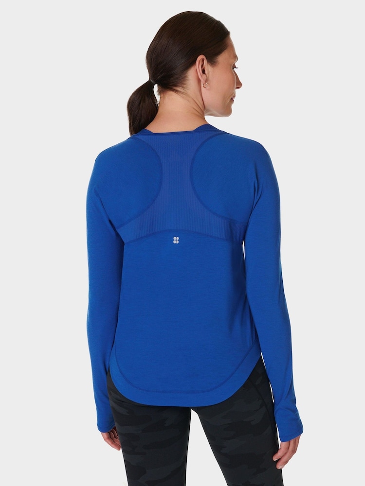 Sweaty Betty Lightning Blue Breathe Easy Sleeve Top - Image 2 of 6
