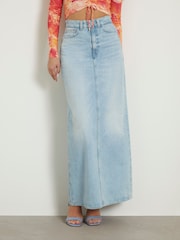 Guess Light Blue Denim Midi Skirt - Image 1 of 6