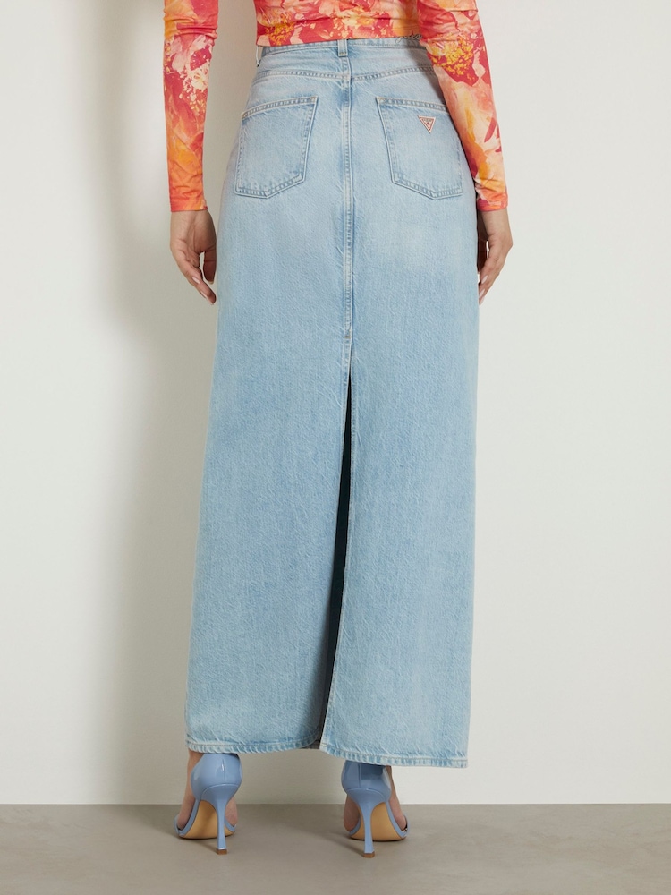 Guess Light Blue Denim Midi Skirt - Image 2 of 6