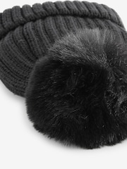Black Rib Pom Beanie Hat (3mths-10yrs) - Image 4 of 4