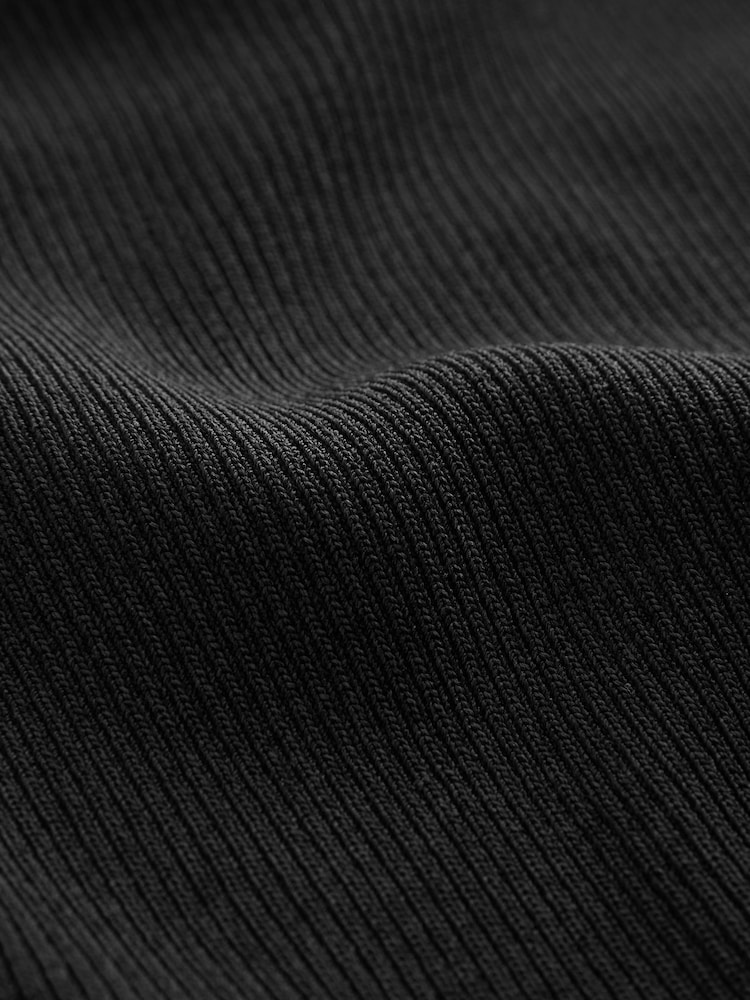 Black Bardot Off The Shoulder Fitted Rib Knitted Jumper Top - Image 5 of 5