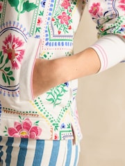 Cream Tile Print - Suéter de algodón con cuello alzado y cremallera corta Burnham de Joules - Imagen 4 de 8