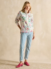 Cream Tile Print - Suéter de algodón con cuello alzado y cremallera corta Burnham de Joules - Imagen 6 de 8