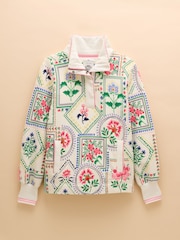 Cream Tile Print - Suéter de algodón con cuello alzado y cremallera corta Burnham de Joules - Imagen 8 de 8