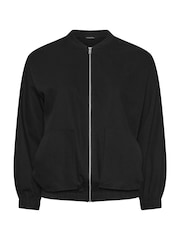 Yours Curve Black Twill Casual 100% Cotton Bomber Jacket - Image 5 of 5
