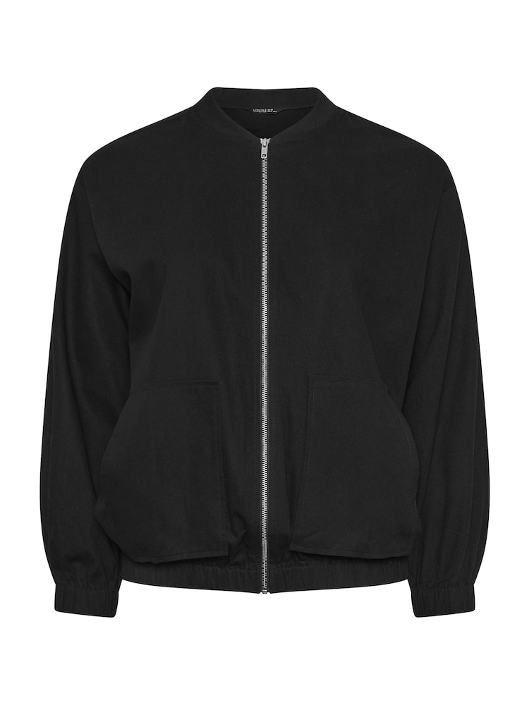 Yours Curve Black Twill Casual 100% Cotton Bomber Jacket - Image 5 of 5