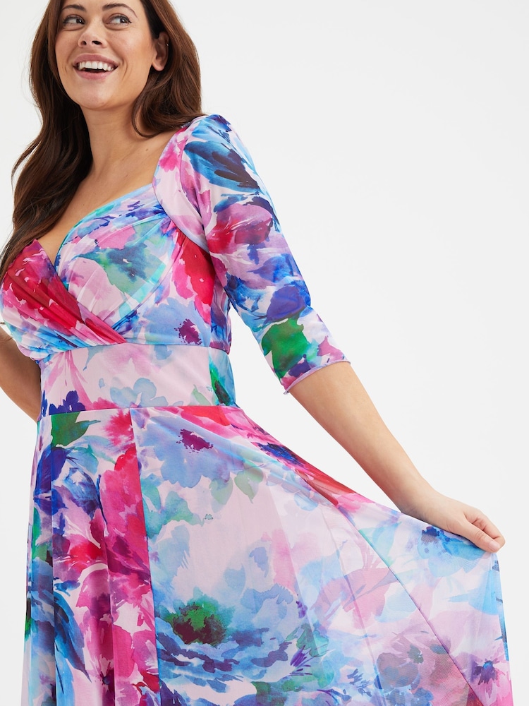 Pink, Violett geblümt - Scarlett & Jo Elizabeth Bedrucktes Maxikleid aus Netzstoff - Bild 2 von 4 Pink, Violett geblümt - Scarlett & Jo Elizabeth Bedrucktes Maxikleid aus Netzstoff - Bild 2 von 4