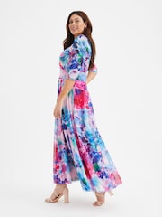 Scarlett & Jo Pink & Purple Floral Elizabeth Print Mesh Maxi Gown - Image 3 of 4