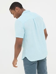 FatFace Blue Short Sleeve Stripe Linen Shirt - Image 2 of 4