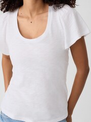 Gap White Cotton Flutter Short Sleeve T-Shirt - Image 4 of 5