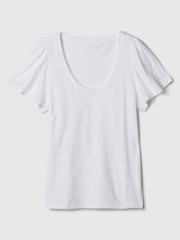 Gap White Cotton Flutter Short Sleeve T-Shirt - Image 5 of 5
