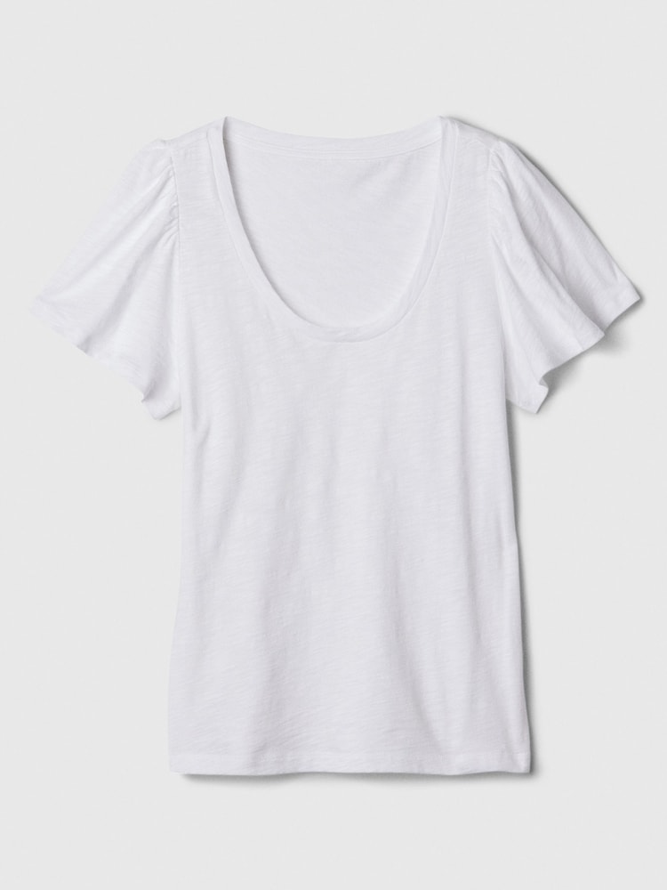 Gap White Cotton Flutter Short Sleeve T-Shirt - Image 5 of 5
